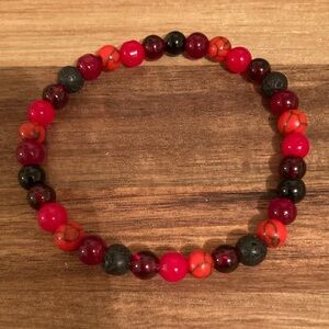 Handmade Red and Black Beaded Bracelet